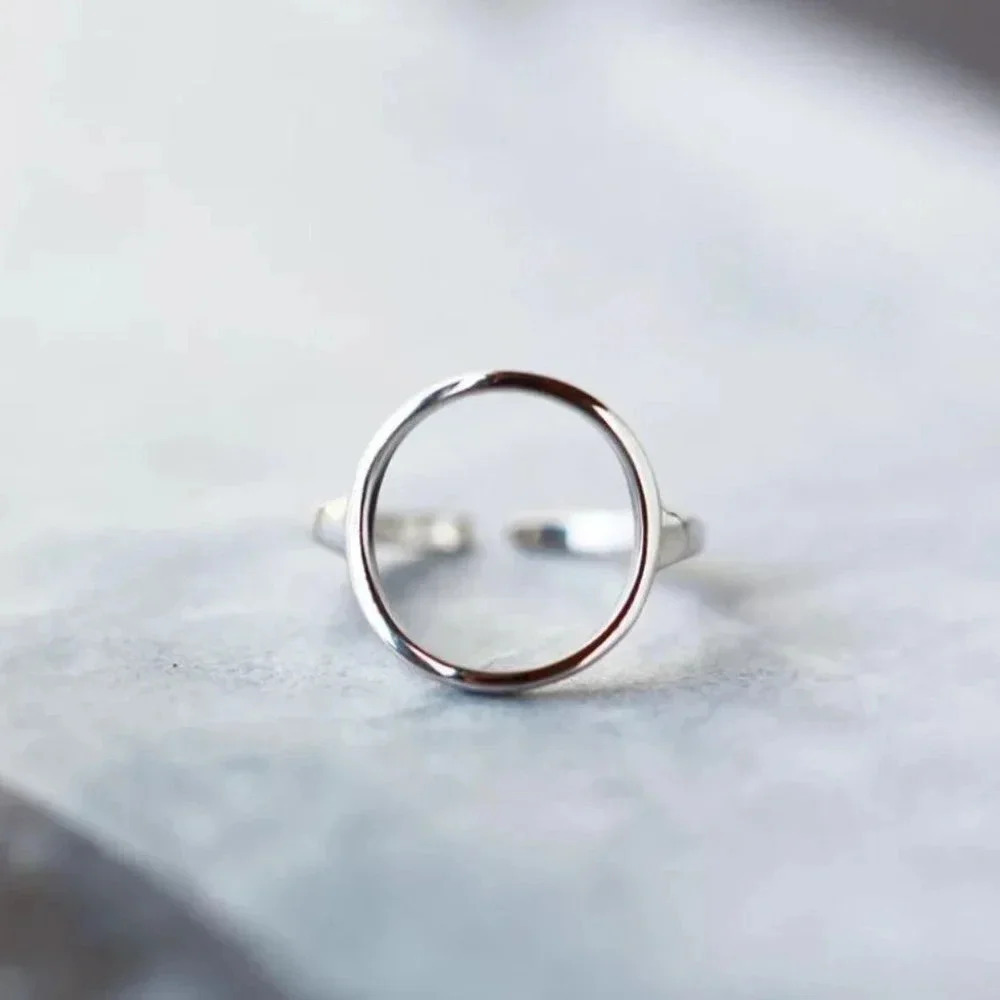 Minimalist 925 Sterling Silver Dainty Circle Ring Stackable Thin Geometric Ring